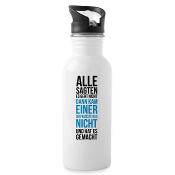 Innovation Spruch neue Wege clever geht nicht - Trinkflasche mit integriertem Trinkhalm - Weiß - Rechts