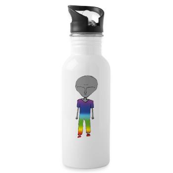 Alien - Trinkflasche mit integriertem Trinkhalm - Weiß - Rechts