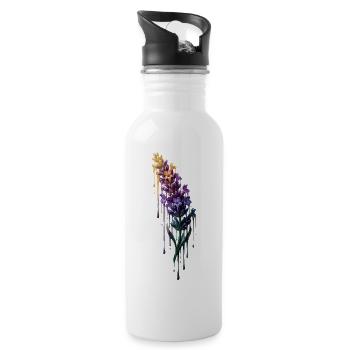 Lavendel mit tropfender Farbe - Trinkflasche mit integriertem Trinkhalm - Weiß - Rechts