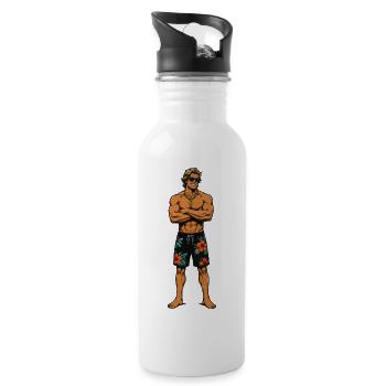 Tropical Muscle Hero - Water bottle with straw - white - Right