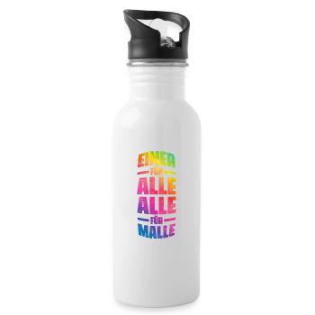 Malle Alle Für Einen Mallorca Spruch - Trinkflasche mit integriertem Trinkhalm - Weiß - Rechts