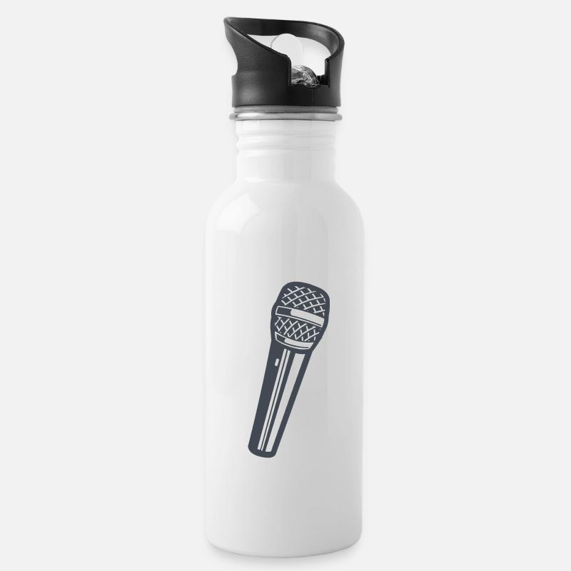 Microphone - Gourde avec paille intégrée - blanc
