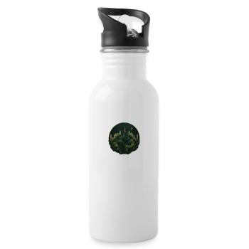 Regenwald logo , Natur, Berge - Trinkflasche mit integriertem Trinkhalm - Weiß - Rechts