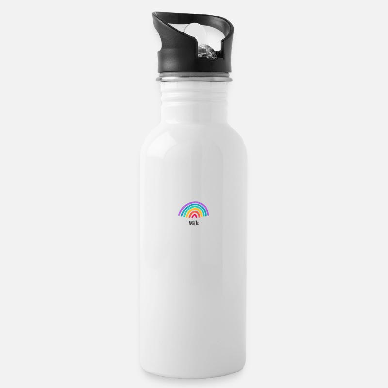 Milk - Water bottle with straw - white