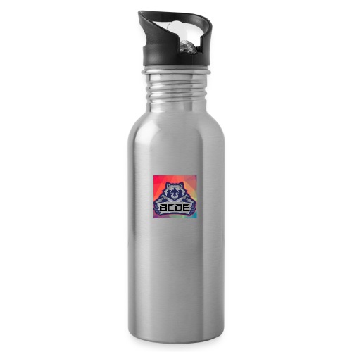 bcde_logo - Trinkflasche mit integriertem Trinkhalm