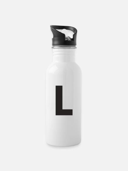 L - Water bottle with straw - white