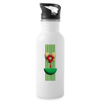 Melonen Sommerzeit mit Herz Donut. - Trinkflasche mit integriertem Trinkhalm - Weiß - Rechts