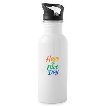 Have a nice Day - Water bottle with straw - white - Right