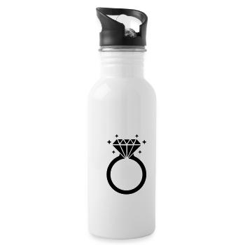 Diamond ring diamond ring marriage wedding JGA bride - Water bottle with straw - white - Right