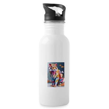 Origami Tiger - Water bottle with straw - white - Right