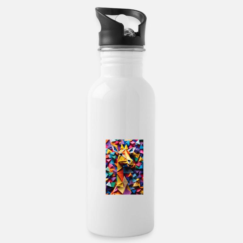Origami Giraffe - Trinkflasche mit integriertem Trinkhalm - Weiß