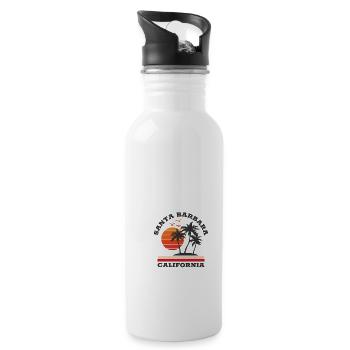 Santa Barbara Californien Surfer Sommer Retro - Trinkflasche mit integriertem Trinkhalm - Weiß - Rechts