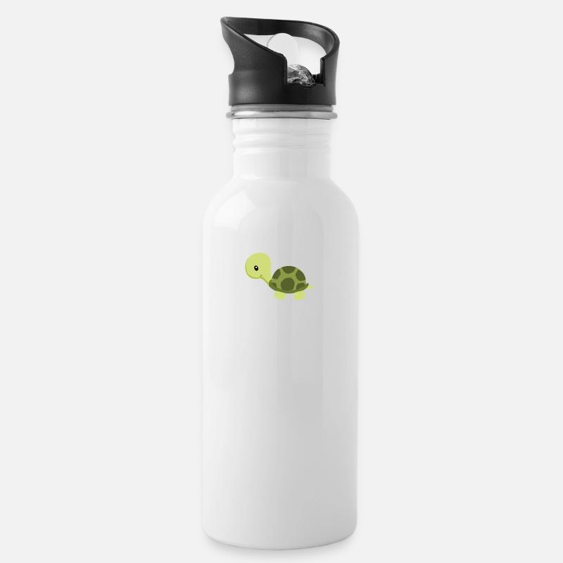 Schildkröte - Trinkflasche mit integriertem Trinkhalm - Weiß