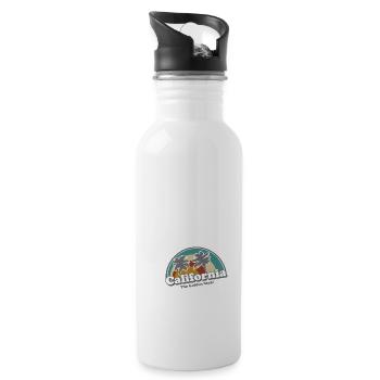 California Retro Surfer Rainbow vintage 70s - Water bottle with straw - white - Right