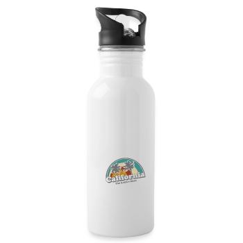 California Retro Surfer Rainbow vintage 70s - Water bottle with straw - white - Right