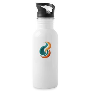 Flammen Welle - Trinkflasche mit integriertem Trinkhalm - Weiß - Rechts