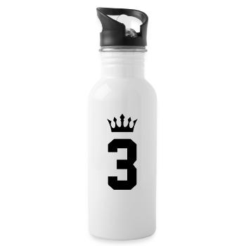 3 Zahl Krone - Trinkflasche mit integriertem Trinkhalm - Weiß - Rechts
