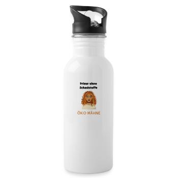 Frisur ohne Schadstoffe - Öko Mähne - Friseur - Trinkflasche mit integriertem Trinkhalm - Weiß - Rechts