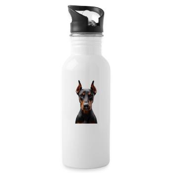 Doberman - Gourde avec paille intégrée - blanc - Droite