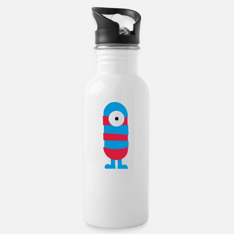 monster - Water bottle with straw - white