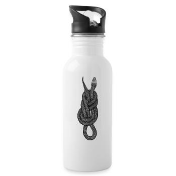 Schlange Achterknoten - Schwarz - Trinkflasche mit integriertem Trinkhalm - Weiß - Rechts