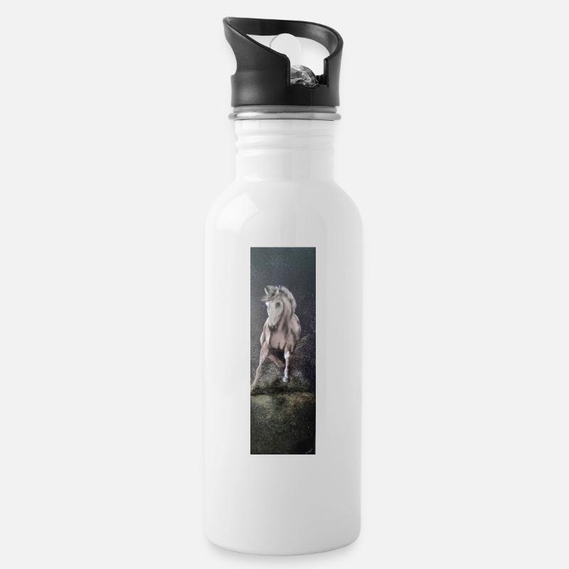 Wild horse - Trinkflasche mit integriertem Trinkhalm - Weiß