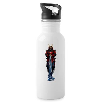 Red Warrior Samurai Coat - Water bottle with straw - white - Right