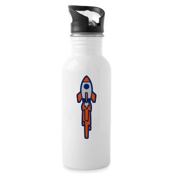 Launching Rocket Silhouette - Water bottle with straw - white - Right