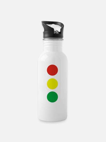 Ampel - Trinkflasche mit integriertem Trinkhalm - Weiß