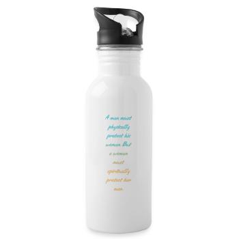 Beschützen Spruch - Trinkflasche mit integriertem Trinkhalm - Weiß - Rechts
