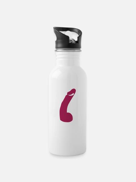 Dildo 18 5 - Trinkflasche mit integriertem Trinkhalm - Weiß