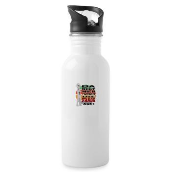 Sprüche Arbeit Beruf Blöde Frage Aufregen Retro - Trinkflasche mit integriertem Trinkhalm - Weiß - Rechts