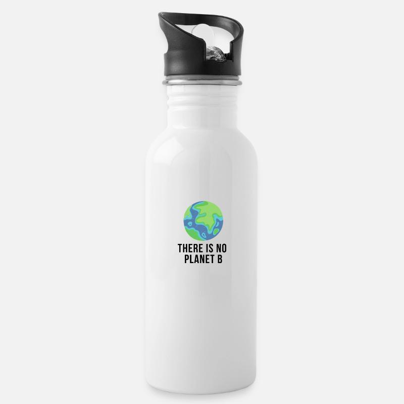 There is no planet b - Trinkflasche mit integriertem Trinkhalm - Weiß