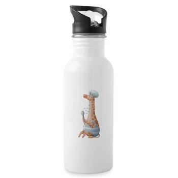 Nette Giraffe die eine Dusche nimmt mit Badehaube - Trinkflasche mit integriertem Trinkhalm - Weiß - Rechts