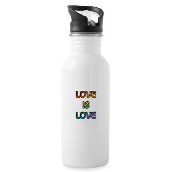 Rainbow Love is Love - Water bottle with straw - white - Right