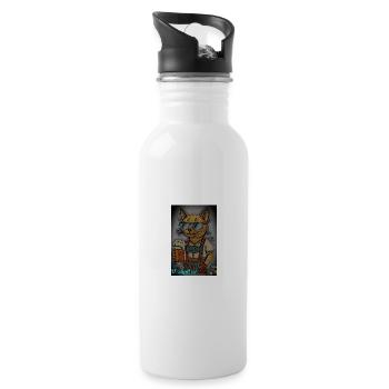 Oktober-fest Katzenbier - Trinkflasche mit integriertem Trinkhalm - Weiß - Rechts