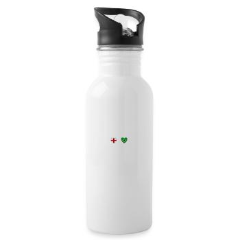 England and Brazil Brazilian Brasil Flag - Water bottle with straw - white - Right