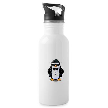 Der Pinguin - Trinkflasche mit integriertem Trinkhalm - Weiß - Rechts