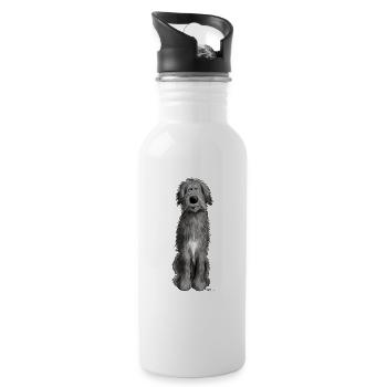 Sweet Irish wolfhound - cartoon - comic - funny - Water bottle with straw - white - Right