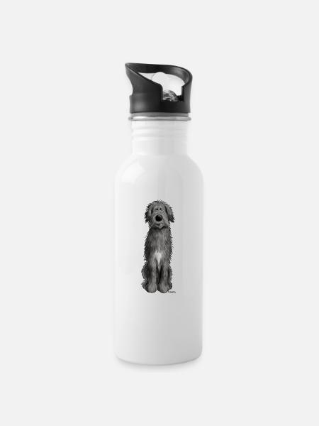 Süßer Irischer Wolfshund - Trinkflasche mit integriertem Trinkhalm - Weiß