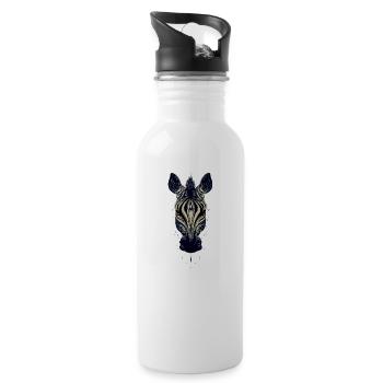 Zebra Kunst - Trinkflasche mit integriertem Trinkhalm - Weiß - Rechts