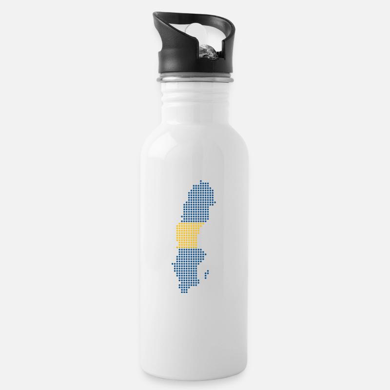 Sverige - Trinkflasche mit integriertem Trinkhalm - Weiß