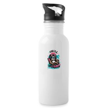 Chill Faultier - Trinkflasche mit integriertem Trinkhalm - Weiß - Rechts