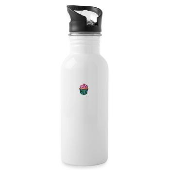 Rosa Muffin - Trinkflasche mit integriertem Trinkhalm - Weiß - Rechts