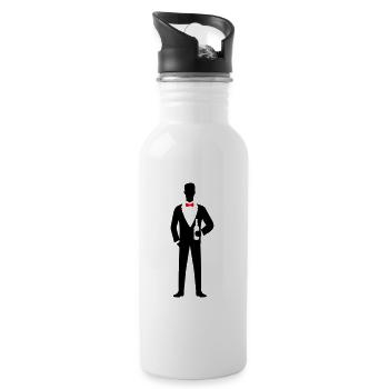 Bräutigam Hochzeit Junggeselle - Trinkflasche mit integriertem Trinkhalm - Weiß - Rechts