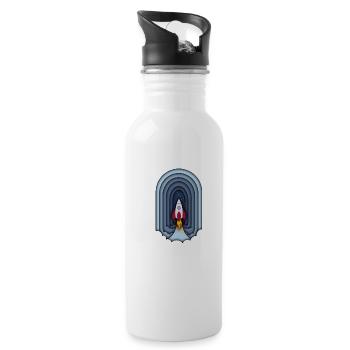 Rocket in papercut optics - Water bottle with straw - white - Right