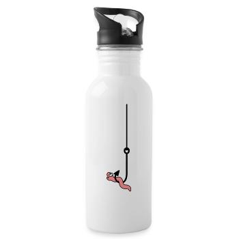 Worm On The Hook - Trinkflasche mit integriertem Trinkhalm - Weiß - Rechts