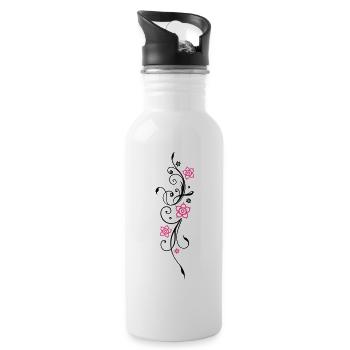 Belle fleurs en filigrane. Élément floral. - Gourde avec paille intégrée - blanc - Droite