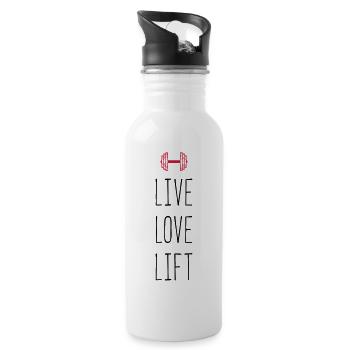 lift love live - Trinkflasche mit integriertem Trinkhalm - Weiß - Rechts