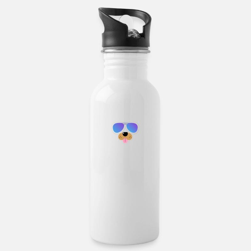 cool dog - Trinkflasche mit integriertem Trinkhalm - Weiß